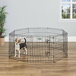 MidWest Wire Dog Exercise Pen with Step-Thru Door, Black E-Coat, 24-in