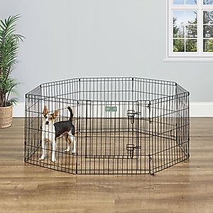 MidWest Wire Dog Exercise Pen with Step-Thru Door, Black E-Coat, 24-in