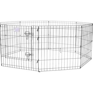 MidWest Wire Dog Exercise Pen with Step-Thru Door, Black E-Coat, 24-in