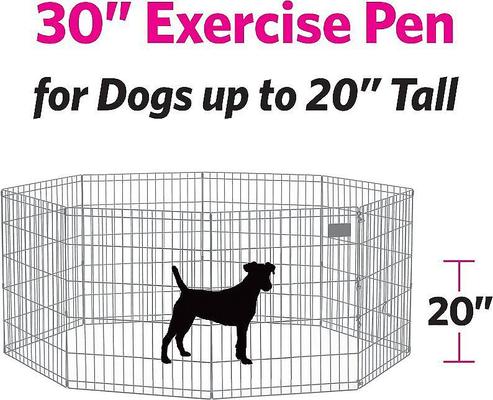 Show full view: MidWest Wire Dog Exercise Pen with Step-Thru Door, Black E-Coat, 30-in + Exercise Pen Top Sunscreen Accessory, Octagonal Configuration, Black slide 3 of 10