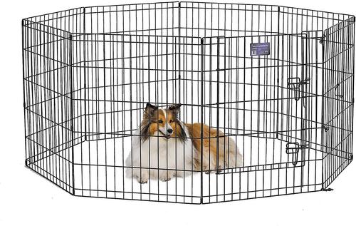 Show full view: MidWest Wire Dog Exercise Pen with Step-Thru Door, Black E-Coat, 30-in slide 6 of 12