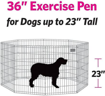 Show full view: MidWest Wire Dog Exercise Pen with Step-Thru Door, Black E-Coat, 36-in + Exercise Pen Top Sunscreen Accessory, Octagonal Configuration, Black slide 3 of 10