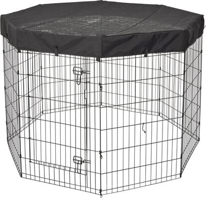 Show full view: MidWest Wire Dog Exercise Pen with Step-Thru Door, Black E-Coat, 36-in + Exercise Pen Top Sunscreen Accessory, Octagonal Configuration, Black slide 7 of 10