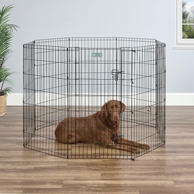 Show full view: MidWest Wire Dog Exercise Pen with Step-Thru Door, Black E-Coat, 42-in + Exercise Pen Top Sunscreen Accessory, Octagonal Configuration, Black slide 4 of 10