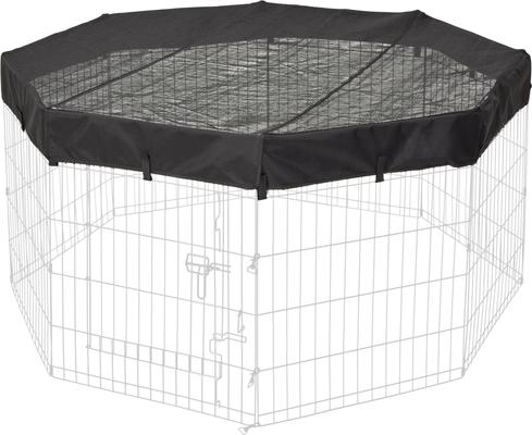 Show full view: MidWest Wire Dog Exercise Pen with Step-Thru Door, Black E-Coat, 42-in + Exercise Pen Top Sunscreen Accessory, Octagonal Configuration, Black slide 6 of 10