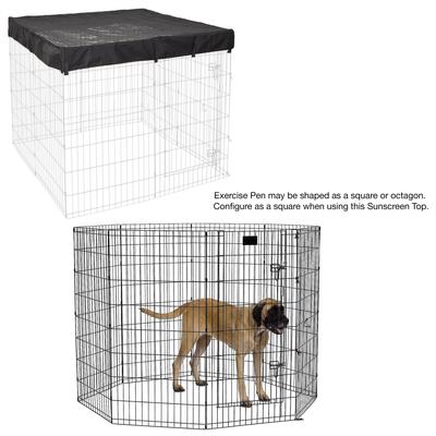 Show full view: MidWest Wire Dog Exercise Pen with Step-Thru Door, Black E-Coat, 48-in + Exercise Pen Top Sunscreen Accessory, Square Configuration, Black slide 1 of 9