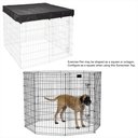 MidWest Wire Dog Exercise Pen with Step-Thru Door, Black E-Coat, 48-in + Exercise Pen Top Sunscreen Accessory, Square Configuration, Black