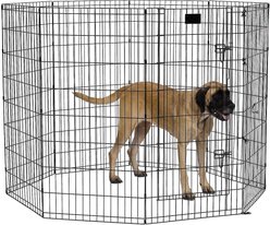 MidWest Wire Dog Exercise Pen with Step-Thru Door, Black E-Coat, 48-in + Exercise Pen Top Sunscreen Accessory, Square Configuration, Black slide 2 of 9