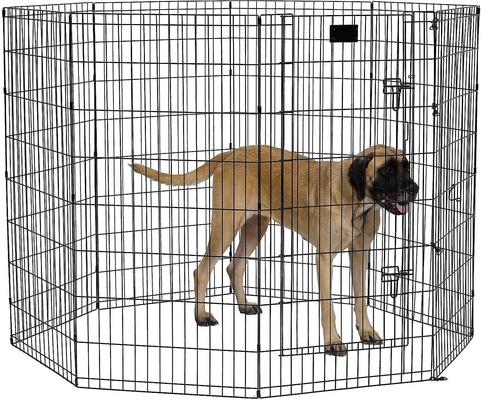 Show full view: MidWest Wire Dog Exercise Pen with Step-Thru Door, Black E-Coat, 48-in + Exercise Pen Top Sunscreen Accessory, Square Configuration, Black slide 2 of 9
