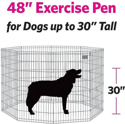 Show full view: MidWest Wire Dog Exercise Pen with Step-Thru Door, Black E-Coat, 48-in + Exercise Pen Top Sunscreen Accessory, Square Configuration, Black slide 3 of 9