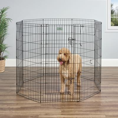 Show full view: MidWest Wire Dog Exercise Pen with Step-Thru Door, Black E-Coat, 48-in + Exercise Pen Top Sunscreen Accessory, Square Configuration, Black slide 4 of 9