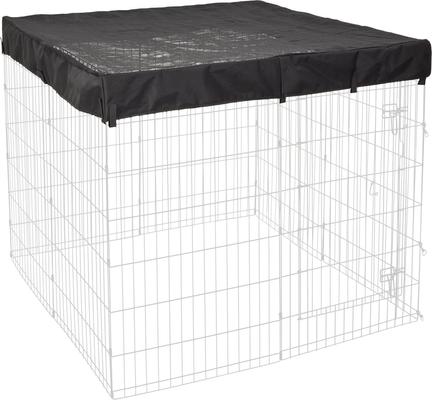 Show full view: MidWest Wire Dog Exercise Pen with Step-Thru Door, Black E-Coat, 48-in + Exercise Pen Top Sunscreen Accessory, Square Configuration, Black slide 6 of 9