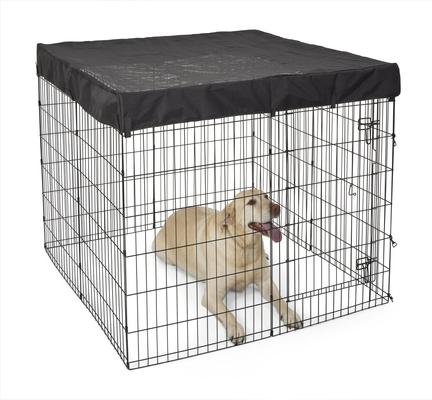 Show full view: MidWest Wire Dog Exercise Pen with Step-Thru Door, Black E-Coat, 48-in + Exercise Pen Top Sunscreen Accessory, Square Configuration, Black slide 7 of 9