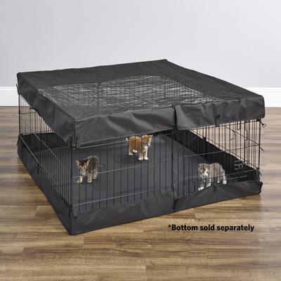 Show full view: MidWest Wire Dog Exercise Pen with Step-Thru Door, Black E-Coat, 48-in + Exercise Pen Top Sunscreen Accessory, Square Configuration, Black slide 9 of 9