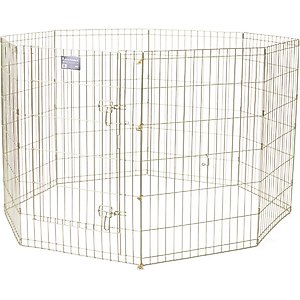 MidWest Wire Dog Exercise Pen with Step-Thru Door, Gold Zinc, 36-in