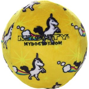 Mighty Ball Unicorn Squeaky Plush Dog Toy, Yellow, Medium
