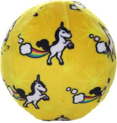 Mighty Ball Unicorn Squeaky Plush Dog Toy, Yellow, Medium slide 2 of 4