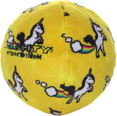 Show full view: Mighty Ball Unicorn Squeaky Plush Dog Toy, Yellow, Medium slide 2 of 4