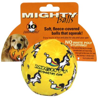 Show full view: Mighty Ball Unicorn Squeaky Plush Dog Toy, Yellow, Medium slide 4 of 4