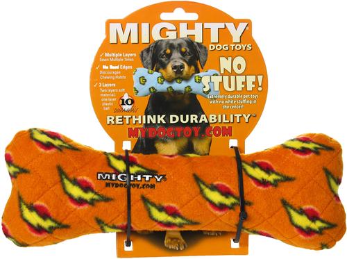 Show full view: Mighty Bone Squeaky Plush Dog Toy, Orange slide 5 of 6