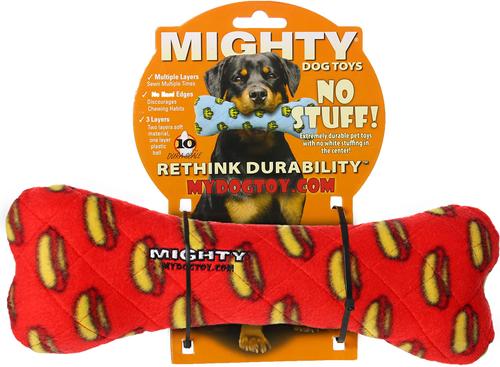 Show full view: Mighty Bone Squeaky Plush Dog Toy, Red slide 4 of 5