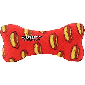 Mighty Bone Squeaky Plush Dog Toy, Red
