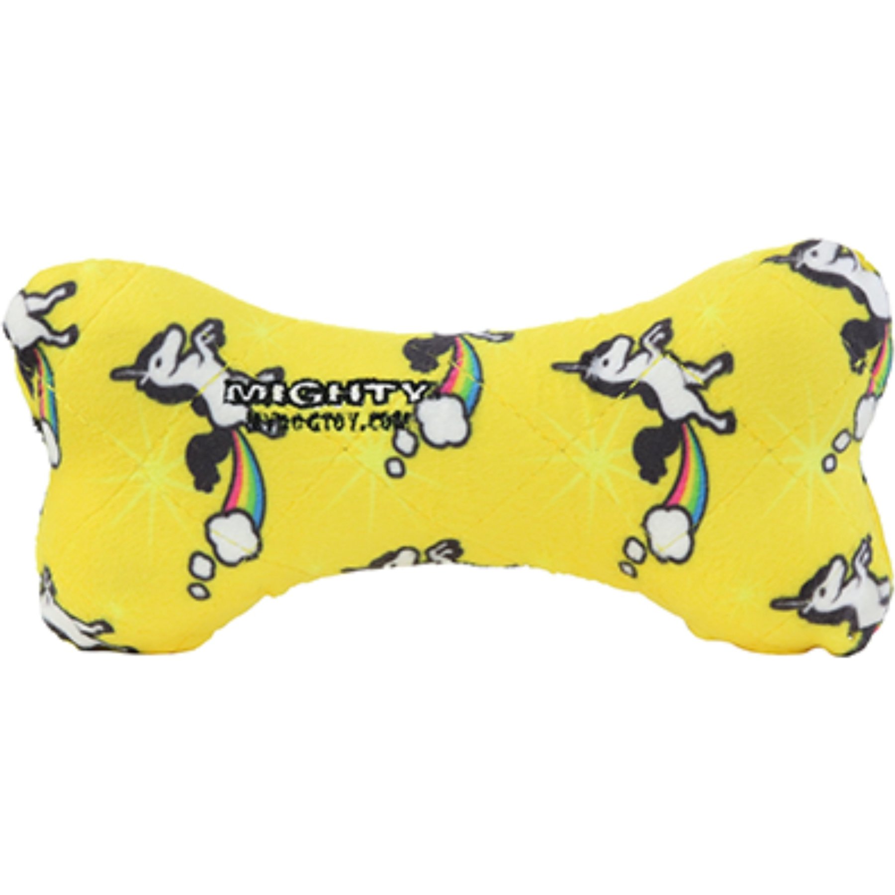 Mighty Bone Squeaky Plush Dog Toy, Yellow, Small