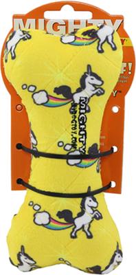 Show full view: Mighty Bone Squeaky Plush Dog Toy, Yellow slide 5 of 8