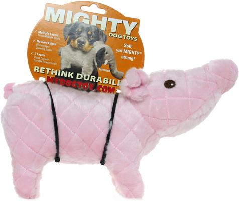 Show full view: Mighty Farm Piglet Squeaky Plush Dog Toy, Pink slide 4 of 5