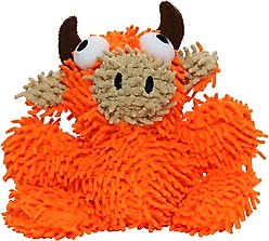 Mighty Jr Microfiber Ball Bull Squeaky Plush Dog Toy, Orange