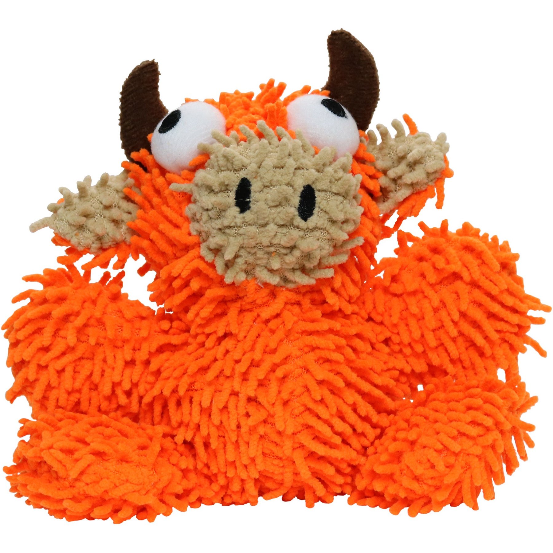 Mighty Jr Microfiber Ball Bull Squeaky Plush Dog Toy, Orange