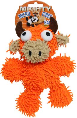 Show full view: Mighty Jr Microfiber Ball Bull Squeaky Plush Dog Toy, Orange slide 5 of 5