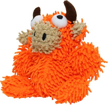 Show full view: Mighty Jr Microfiber Ball Bull Squeaky Plush Dog Toy, Orange slide 3 of 5