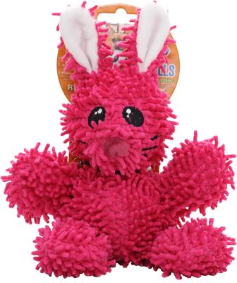Show full view: Mighty Jr Microfiber Ball Rabbit Squeaky Plush Dog Toy, Pink slide 3 of 4