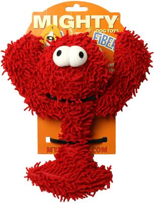 Show full view: Mighty Microfiber Ball Med Lobster Squeaky Plush Dog Toy, Red slide 5 of 5