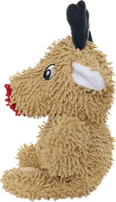 Show full view: Mighty Microfiber Ball Med Reindeer Squeaky Plush Dog Toy, Brown slide 3 of 4