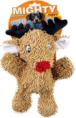 Show full view: Mighty Microfiber Ball Med Reindeer Squeaky Plush Dog Toy, Brown slide 4 of 4