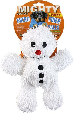 Show full view: Mighty Microfiber Ball Med Snowman Squeaky Plush Dog Toy, White slide 4 of 5