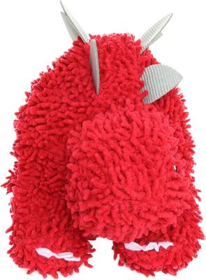 Show full view: Mighty Microfiber Ball Med Stegosaurus Squeaky Plush Dog Toy, Red slide 3 of 4