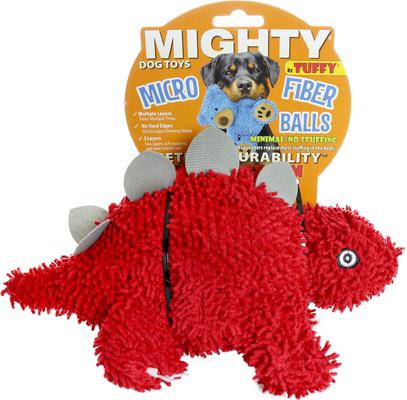 Show full view: Mighty Microfiber Ball Med Stegosaurus Squeaky Plush Dog Toy, Red slide 4 of 4