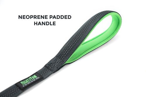 Show full view: Mighty Paw HandleX2 Nylon Reflective Dog Leash, Grey & Green, 6-ft long, 1-in wide slide 4 of 10