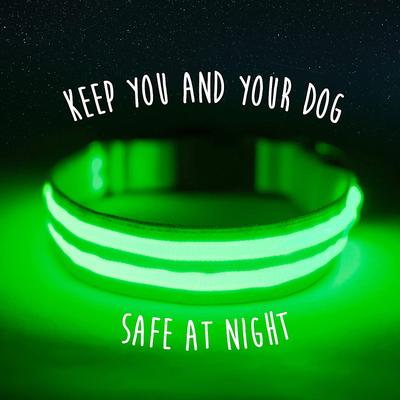 Show full view: Mighty Paw LED Dog Collar, Green, Small slide 3 of 11
