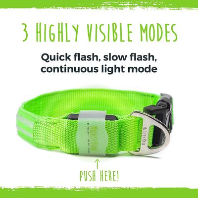 Show full view: Mighty Paw LED Dog Collar, Green, Small slide 6 of 11