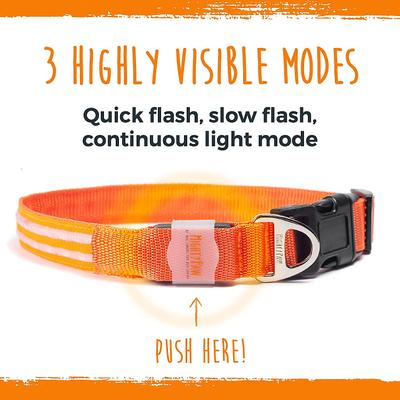 Show full view: Mighty Paw LED Dog Collar, Orange, Small slide 5 of 10