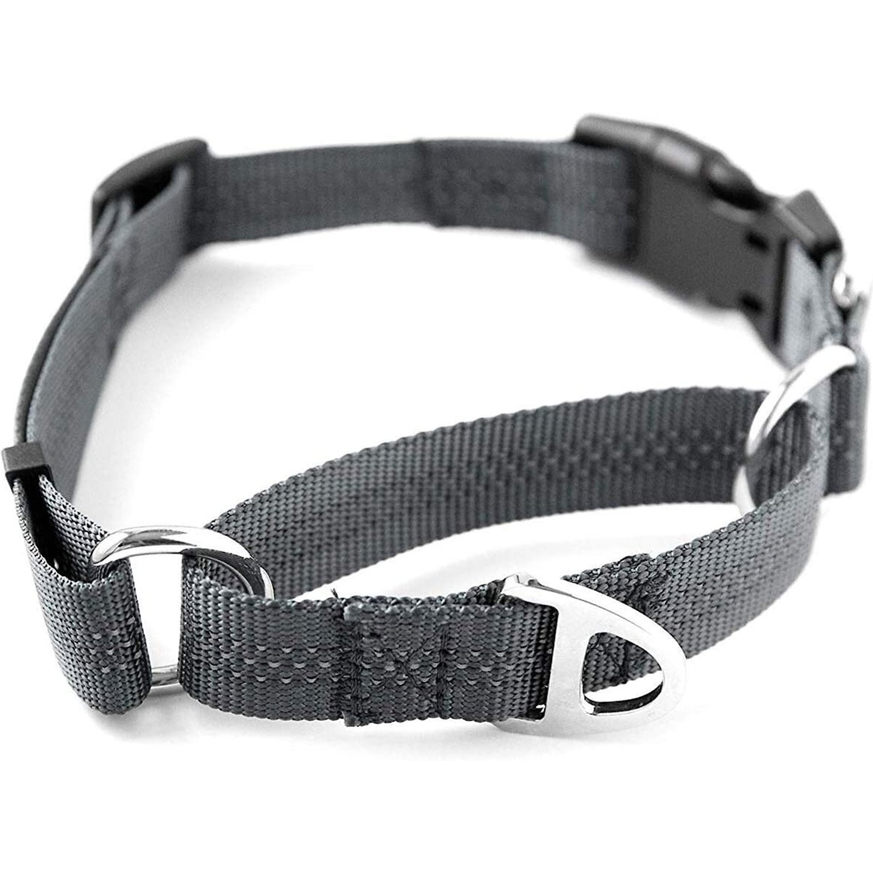 Mighty Paw Nylon Martingale Cinch Dog Collar, Grey, Large