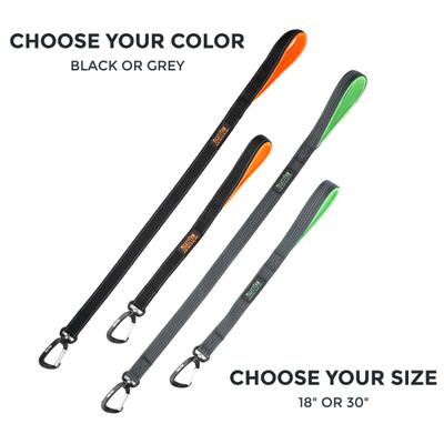 Show full view: Mighty Paw Nylon Reflective Short Dog Leash, Grey & Green, 1.5-ft long, 1-in wide slide 4 of 10