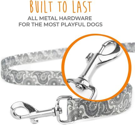 Show full view: Mighty Paw Polyester Designer Dog Leash, Grey Paisley, 6-ft long, Standard slide 5 of 9