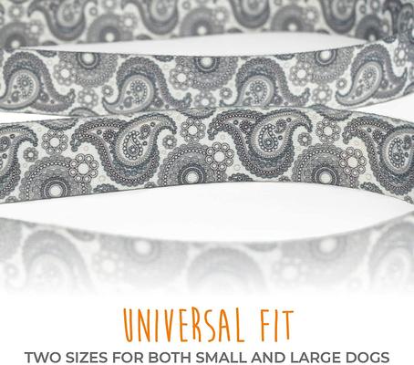 Show full view: Mighty Paw Polyester Designer Dog Leash, Grey Paisley, 6-ft long, Standard slide 7 of 9