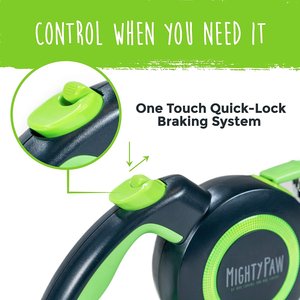 Mighty Paw Retractable 2.0 Dog Leash, Green, Lite