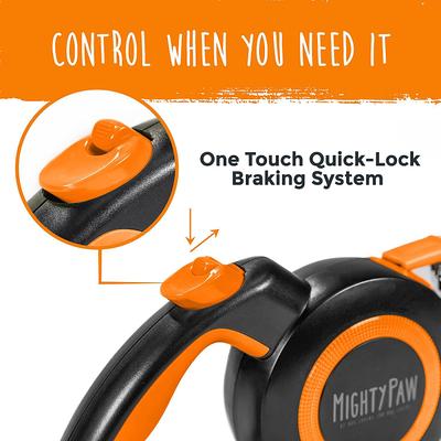 Show full view: Mighty Paw Retractable 2.0 Dog Leash, Orange, Standard slide 2 of 10